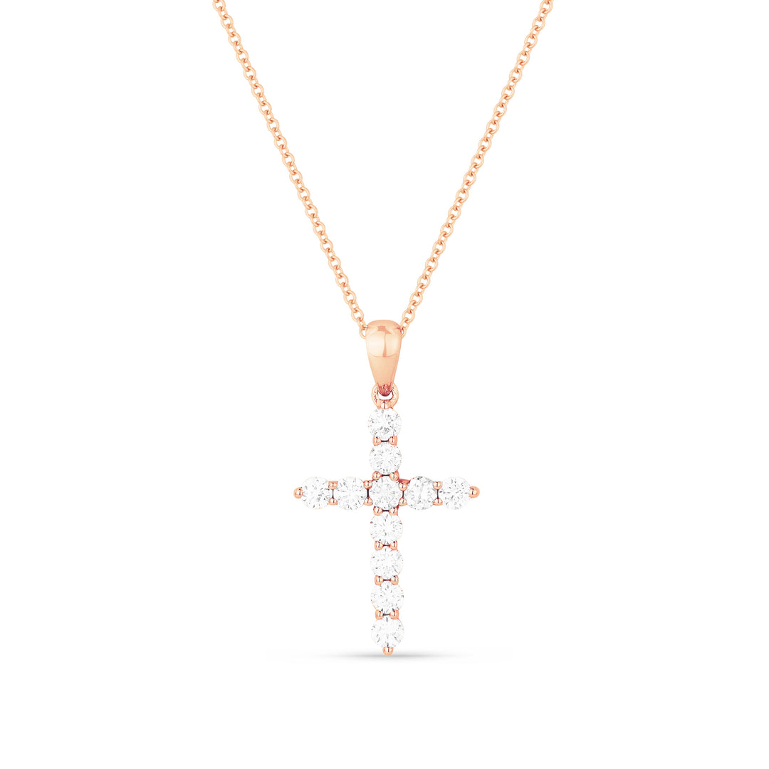 Beautiful Hand Crafted 14K Rose Gold White Diamond Religious Collection Pendant