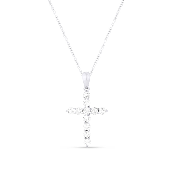 Beautiful Hand Crafted 14K White Gold White Diamond Religious Collection Pendant