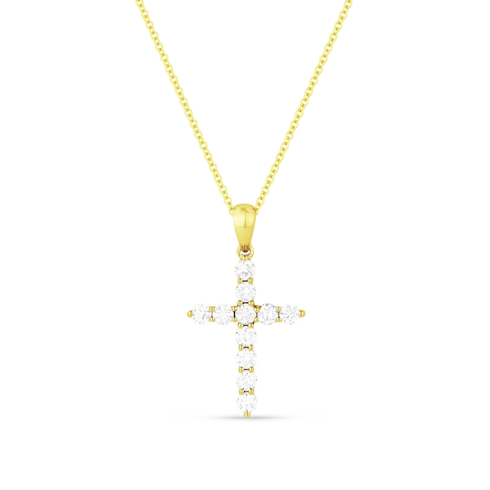 Beautiful Hand Crafted 14K Yellow Gold White Diamond Religious Collection Pendant