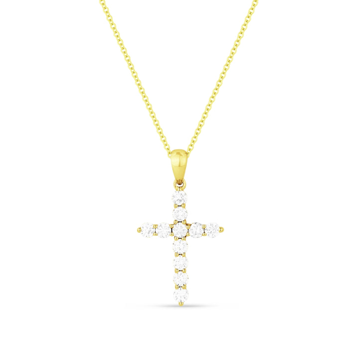 Beautiful Hand Crafted 14K Yellow Gold White Diamond Religious Collection Pendant
