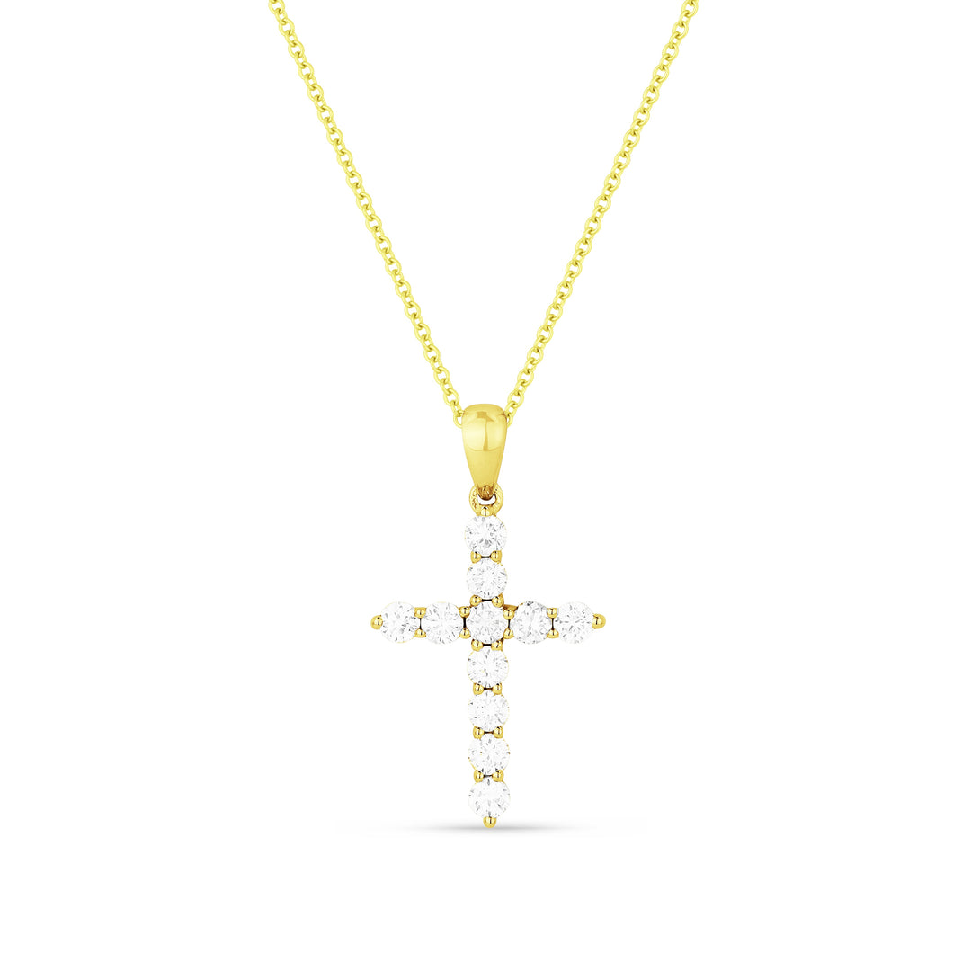 Beautiful Hand Crafted 14K Yellow Gold White Diamond Religious Collection Pendant