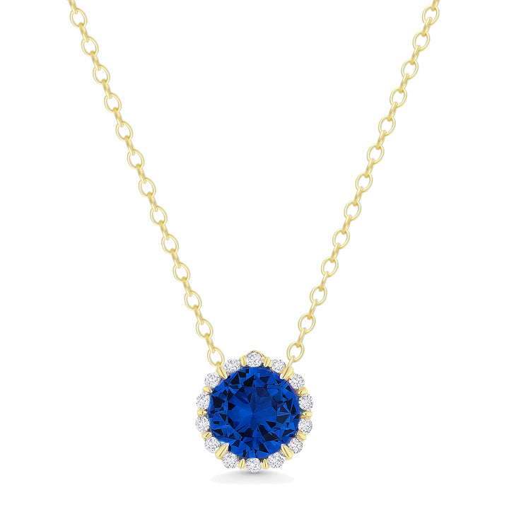 Madison L 14K Yellow Gold Created Sapphire Oval Pendant - style N1395BCY