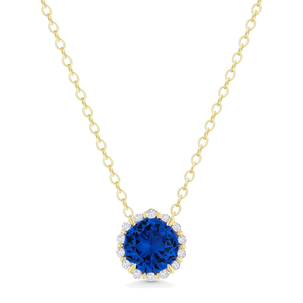 Madison L 14K Yellow Gold Created Sapphire Oval Pendant - style N1395BCY