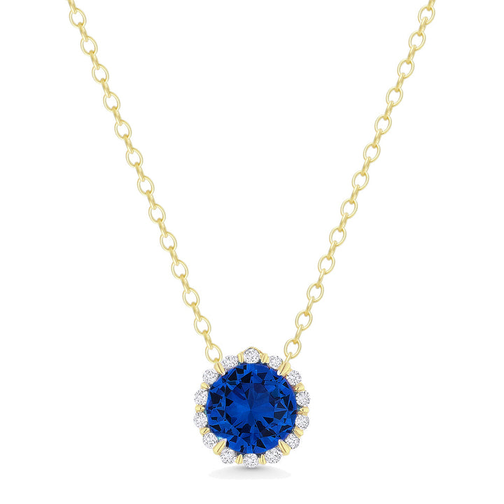 Madison L 14K Yellow Gold Created Sapphire Oval Pendant - style N1395BCY