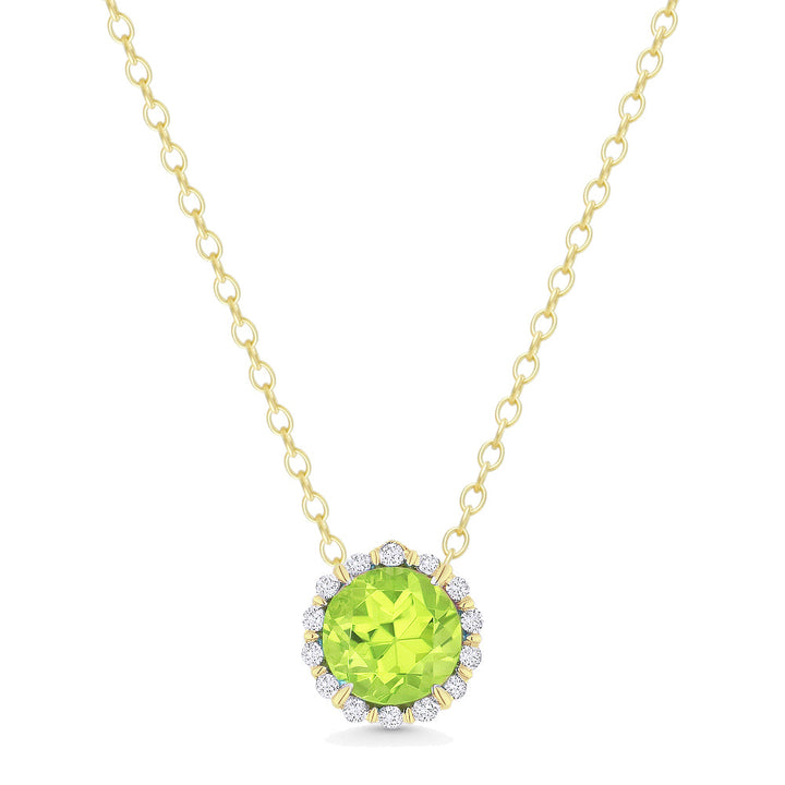 Beautiful Hand Crafted 14K Yellow Gold 5MM Peridot And Diamond Essentials Collection Pendant