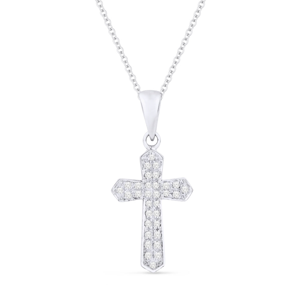 Beautiful Hand Crafted 14K White Gold White Diamond Religious Collection Pendant