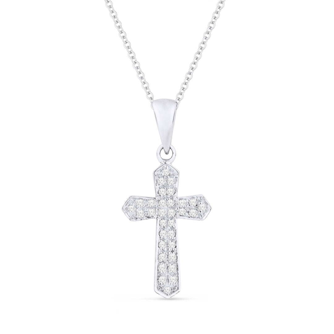 Beautiful Hand Crafted 14K White Gold White Diamond Religious Collection Pendant