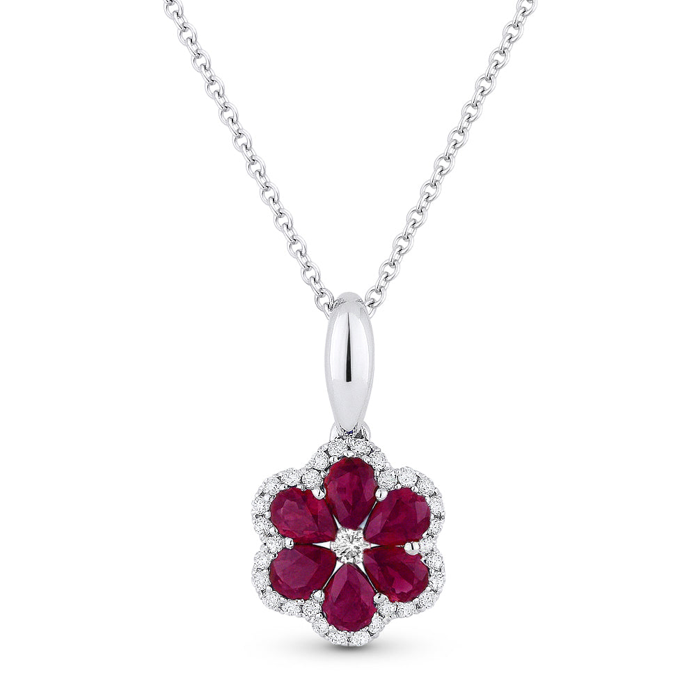 Beautiful Hand Crafted 18K White Gold  Ruby And Diamond Arianna Collection Pendant