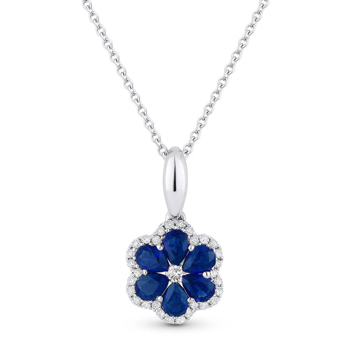 Beautiful Hand Crafted 18K White Gold  Sapphire And Diamond Arianna Collection Pendant