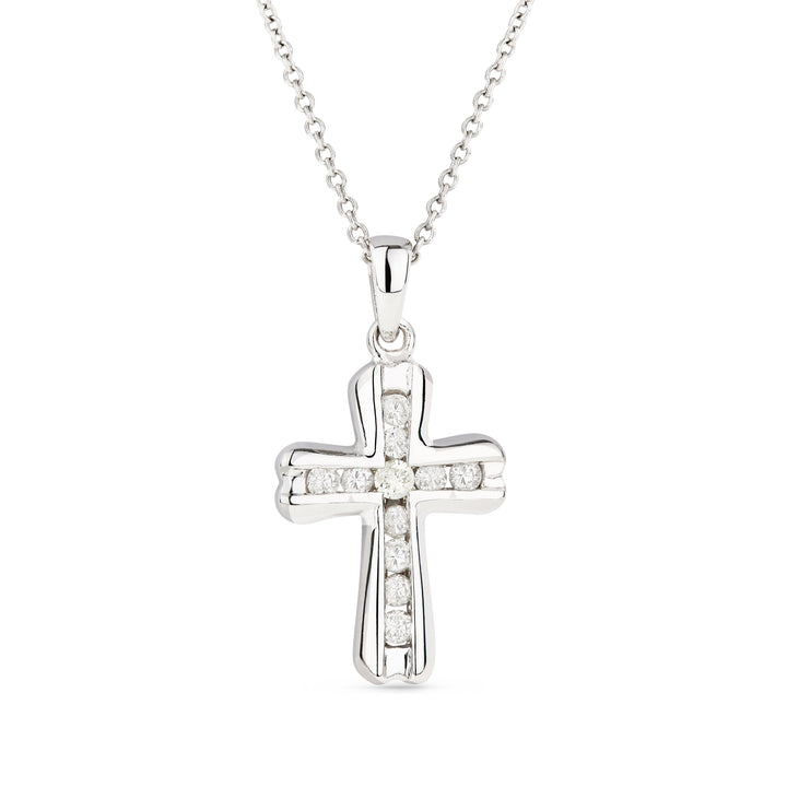 Beautiful Hand Crafted 14K White Gold White Diamond Religious Collection Pendant