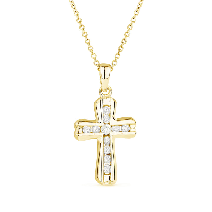 Beautiful Hand Crafted 14K Yellow Gold White Diamond Religious Collection Pendant
