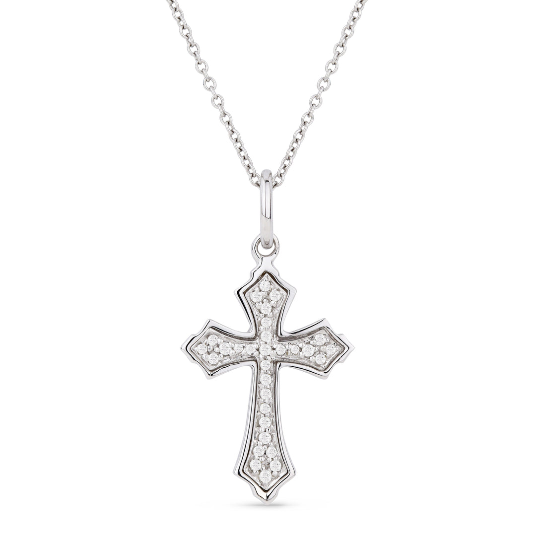 Beautiful Hand Crafted 14K White Gold White Diamond Religious Collection Pendant