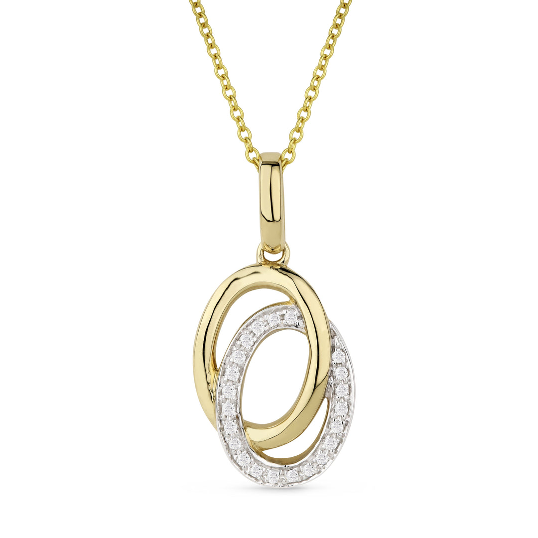 Beautiful Hand Crafted 14K Yellow Gold White Diamond Milano Collection Pendant