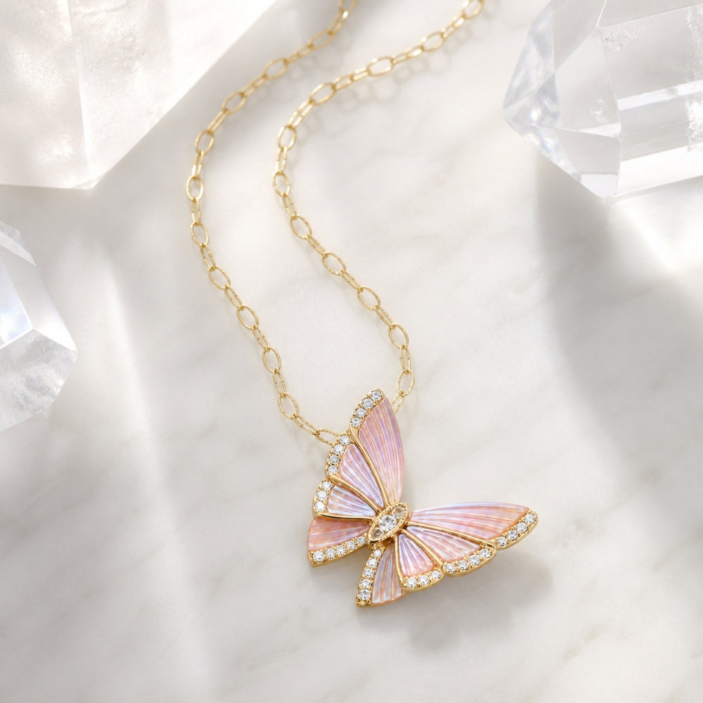 N1414 - 14K Gold Butterfly Necklace