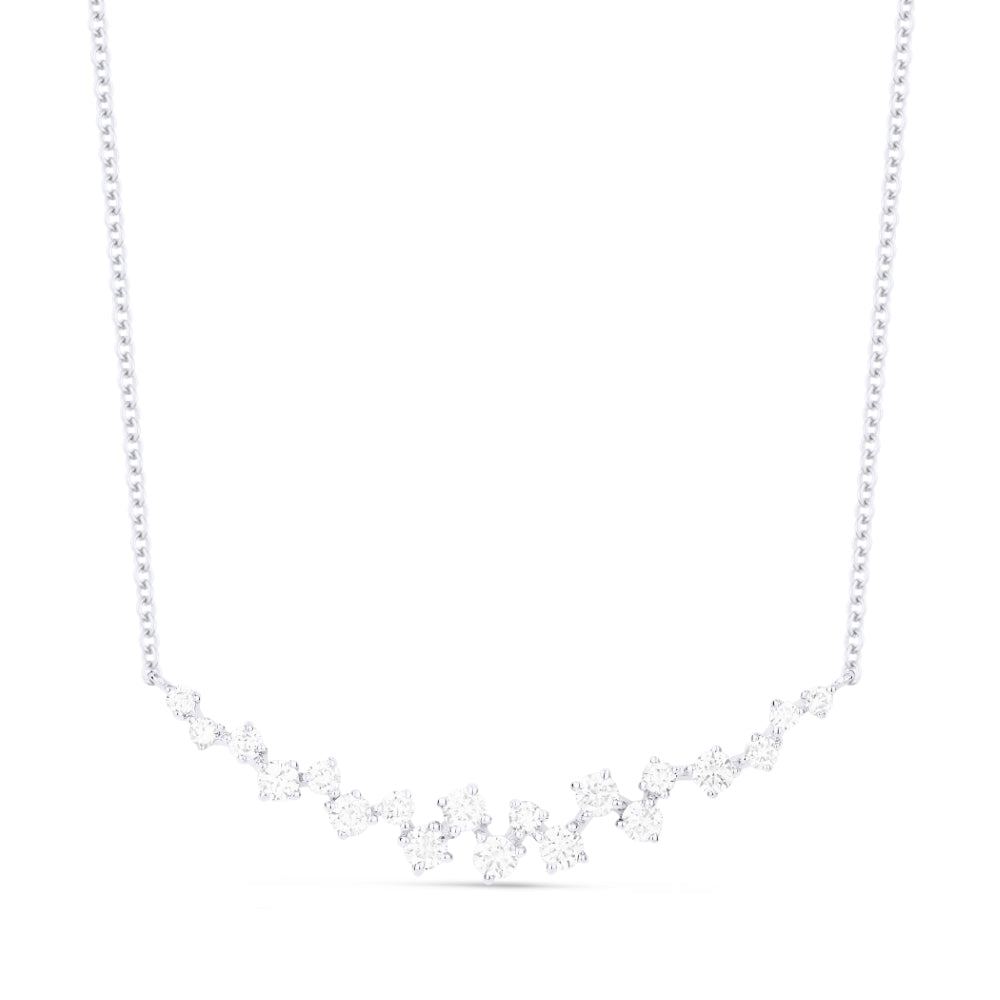 Beautiful Hand Crafted 14K White Gold White Diamond Milano Collection Necklace