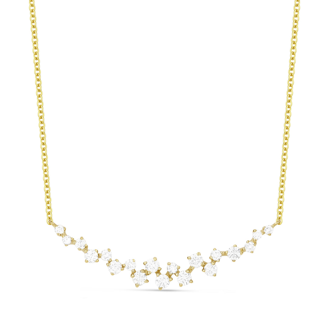 Beautiful Hand Crafted 14K Yellow Gold White Diamond Milano Collection Necklace