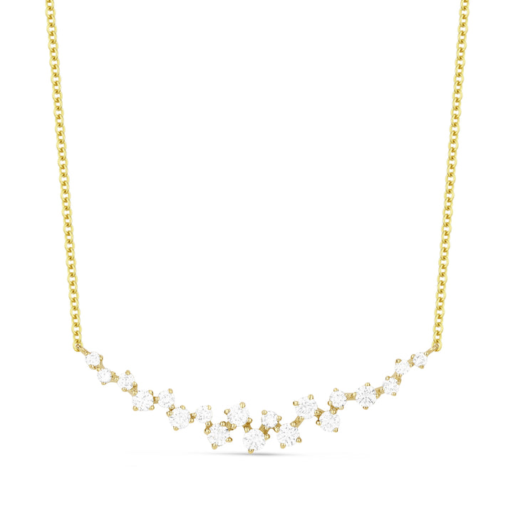 Beautiful Hand Crafted 14K Yellow Gold White Diamond Milano Collection Necklace