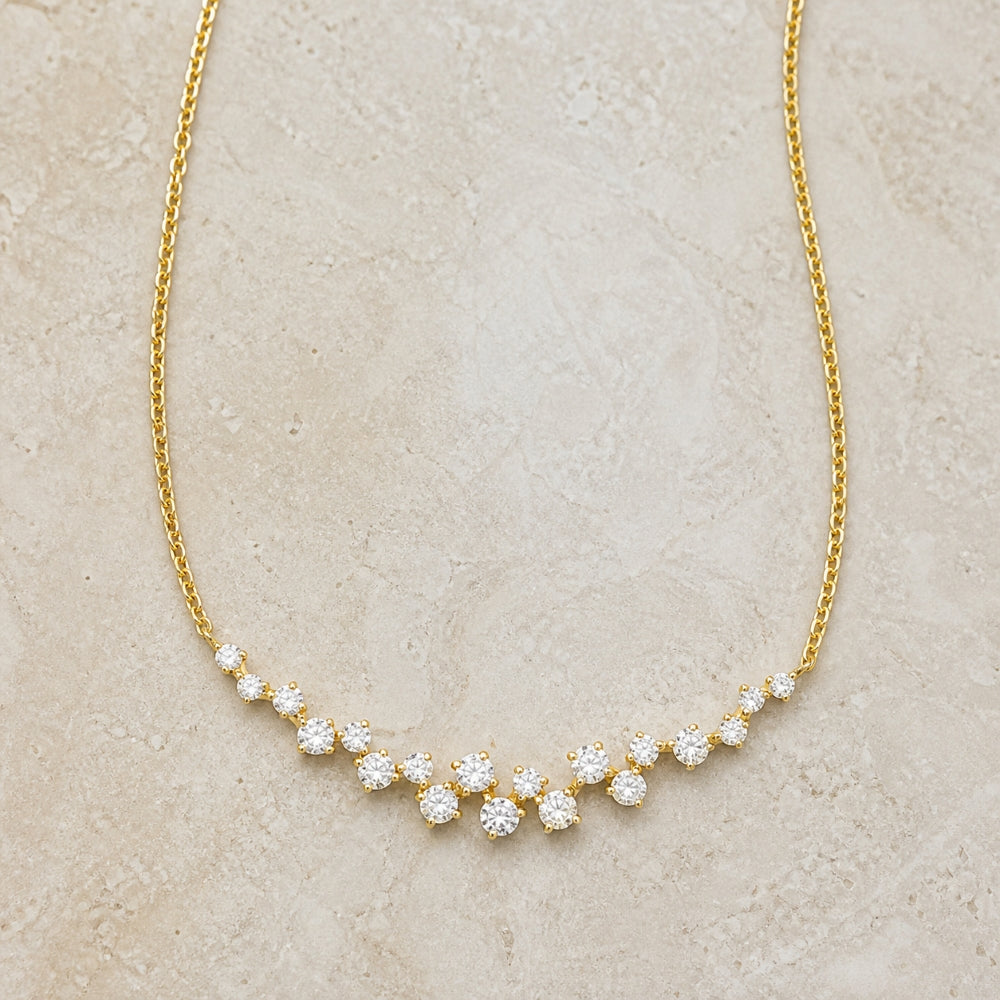 N1419 - 14K Gold Diamond Bar Necklace