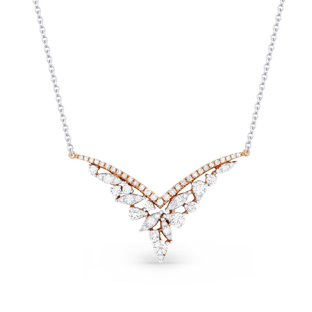Beautiful Hand Crafted 14K Two Tone Gold White Diamond Milano Collection Necklace