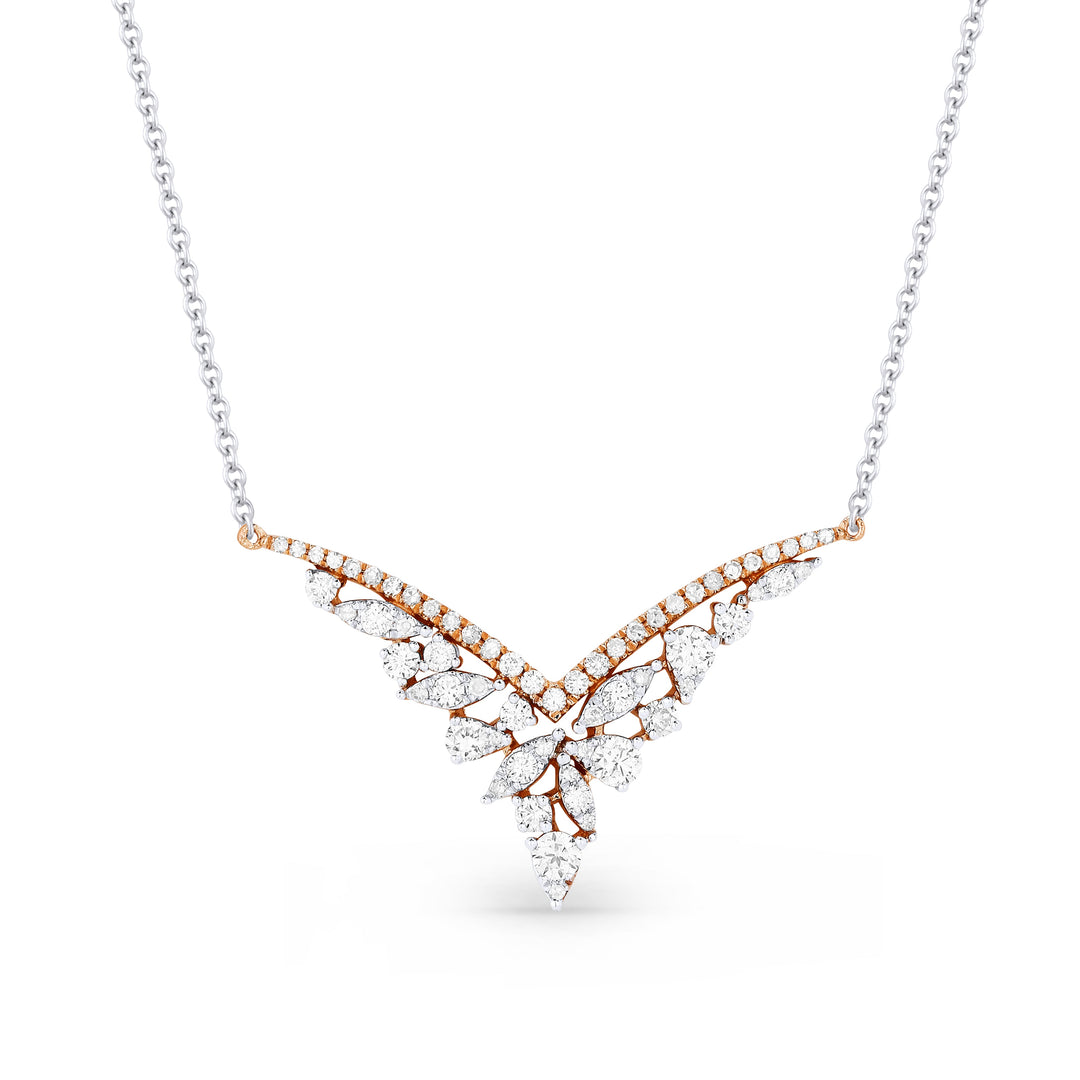 Beautiful Hand Crafted 14K Two Tone Gold White Diamond Milano Collection Necklace