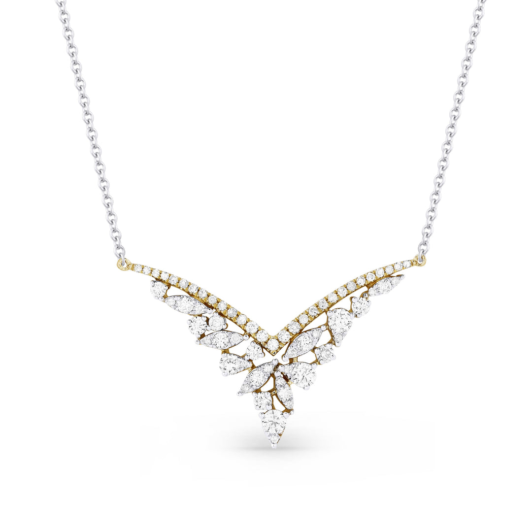 Beautiful Hand Crafted 14K Two Tone Gold White Diamond Milano Collection Necklace