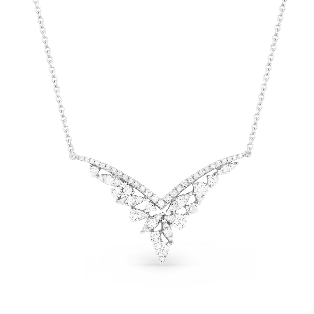 Beautiful Hand Crafted 14K White Gold White Diamond Milano Collection Necklace