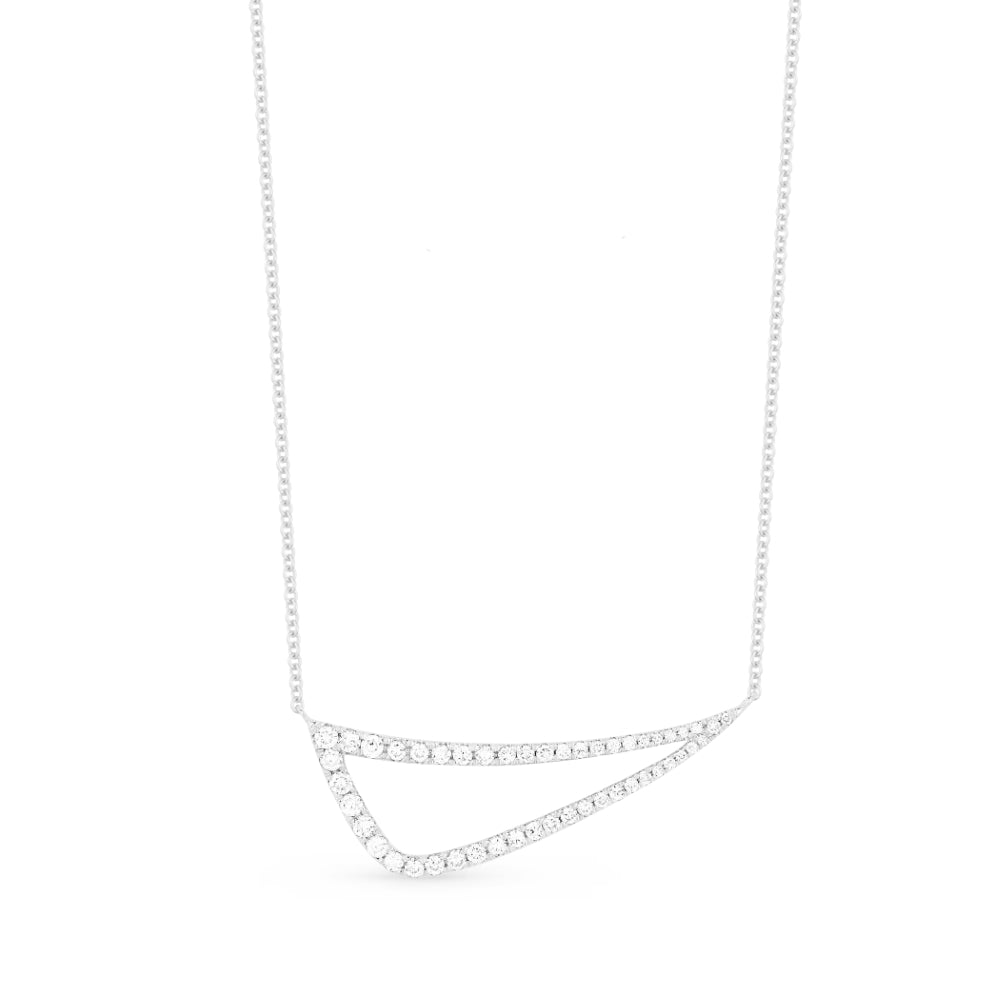 Beautiful Hand Crafted 14K White Gold White Diamond Milano Collection Necklace
