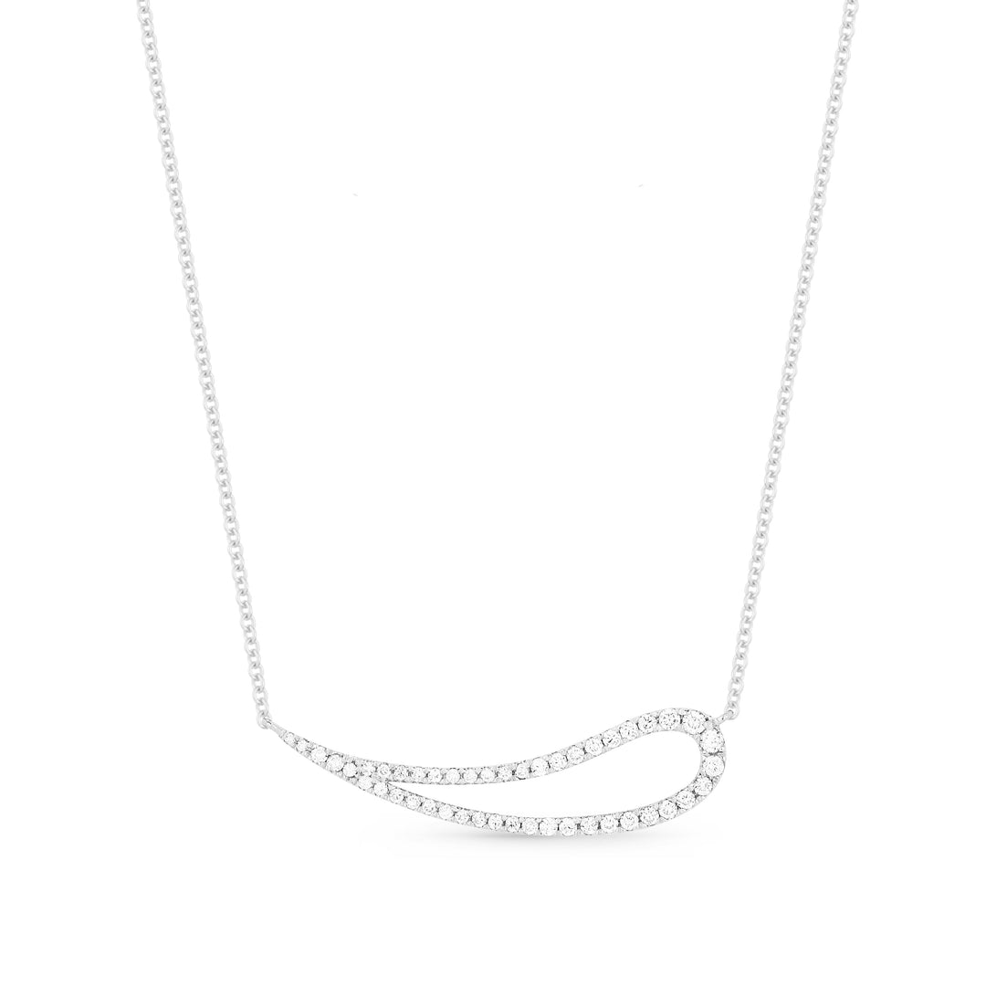 Beautiful Hand Crafted 14K White Gold White Diamond Milano Collection Necklace