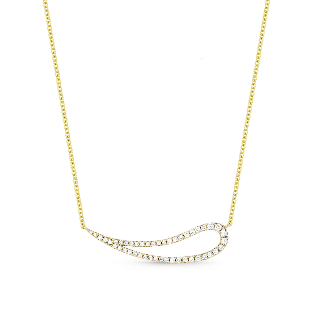 Beautiful Hand Crafted 14K Yellow Gold White Diamond Milano Collection Necklace