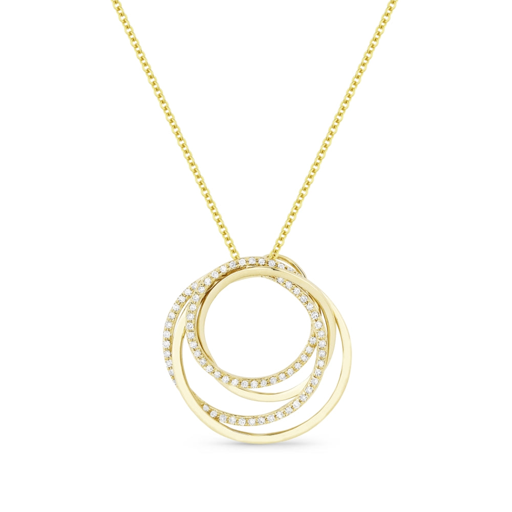 Beautiful Hand Crafted 14K Yellow Gold White Diamond Milano Collection Pendant