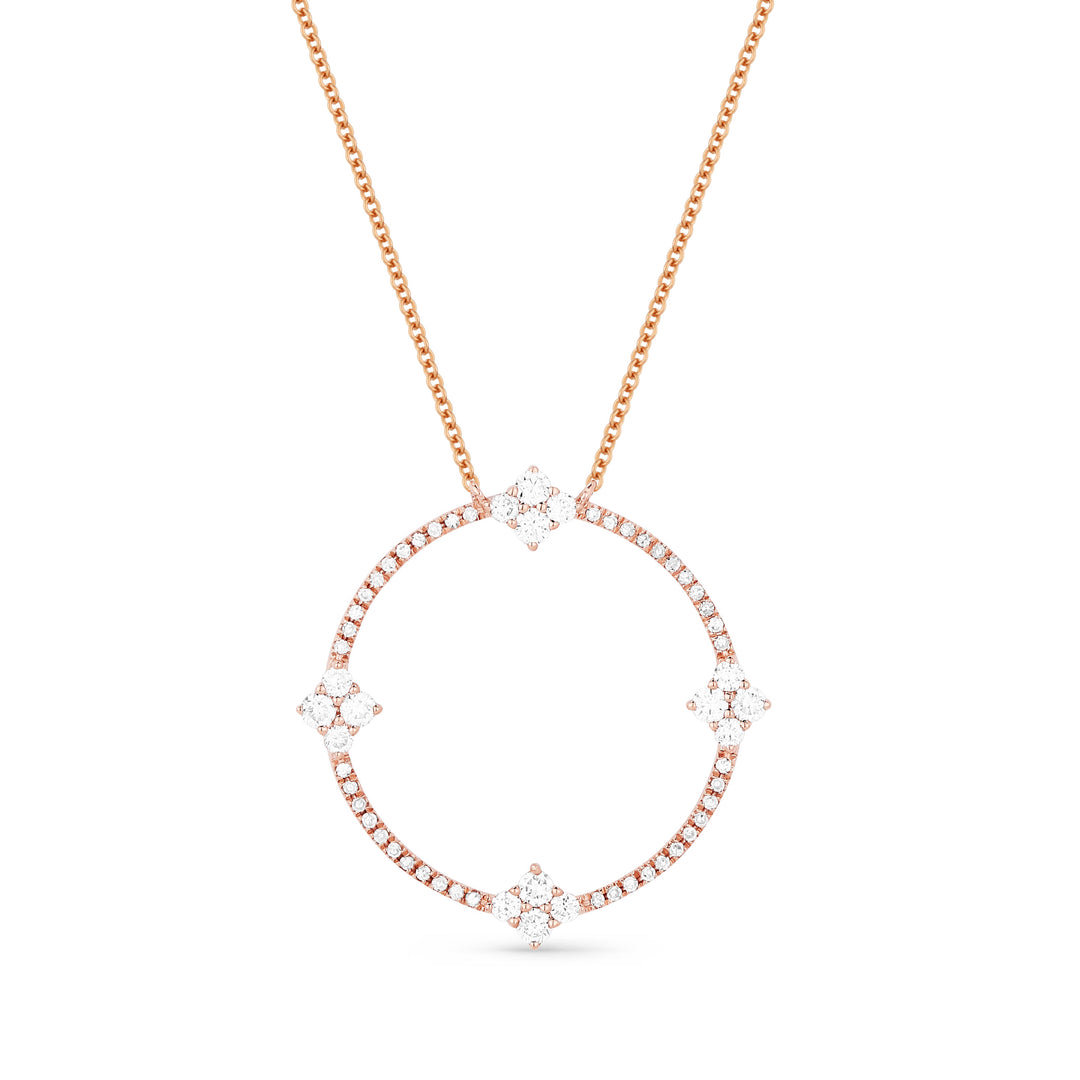 Beautiful Hand Crafted 14K Rose Gold White Diamond Milano Collection Necklace