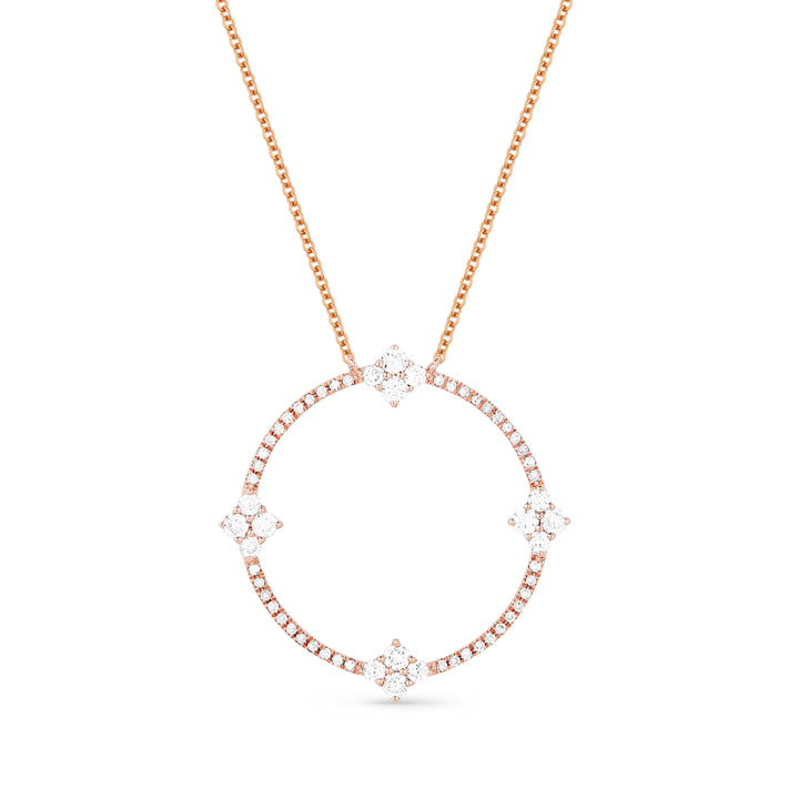 Beautiful Hand Crafted 14K Rose Gold White Diamond Milano Collection Necklace