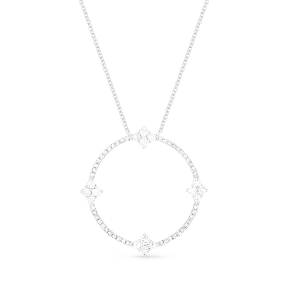 Beautiful Hand Crafted 14K White Gold White Diamond Milano Collection Necklace