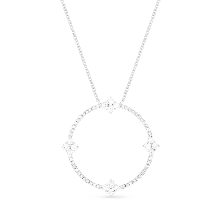 Beautiful Hand Crafted 14K White Gold White Diamond Milano Collection Necklace