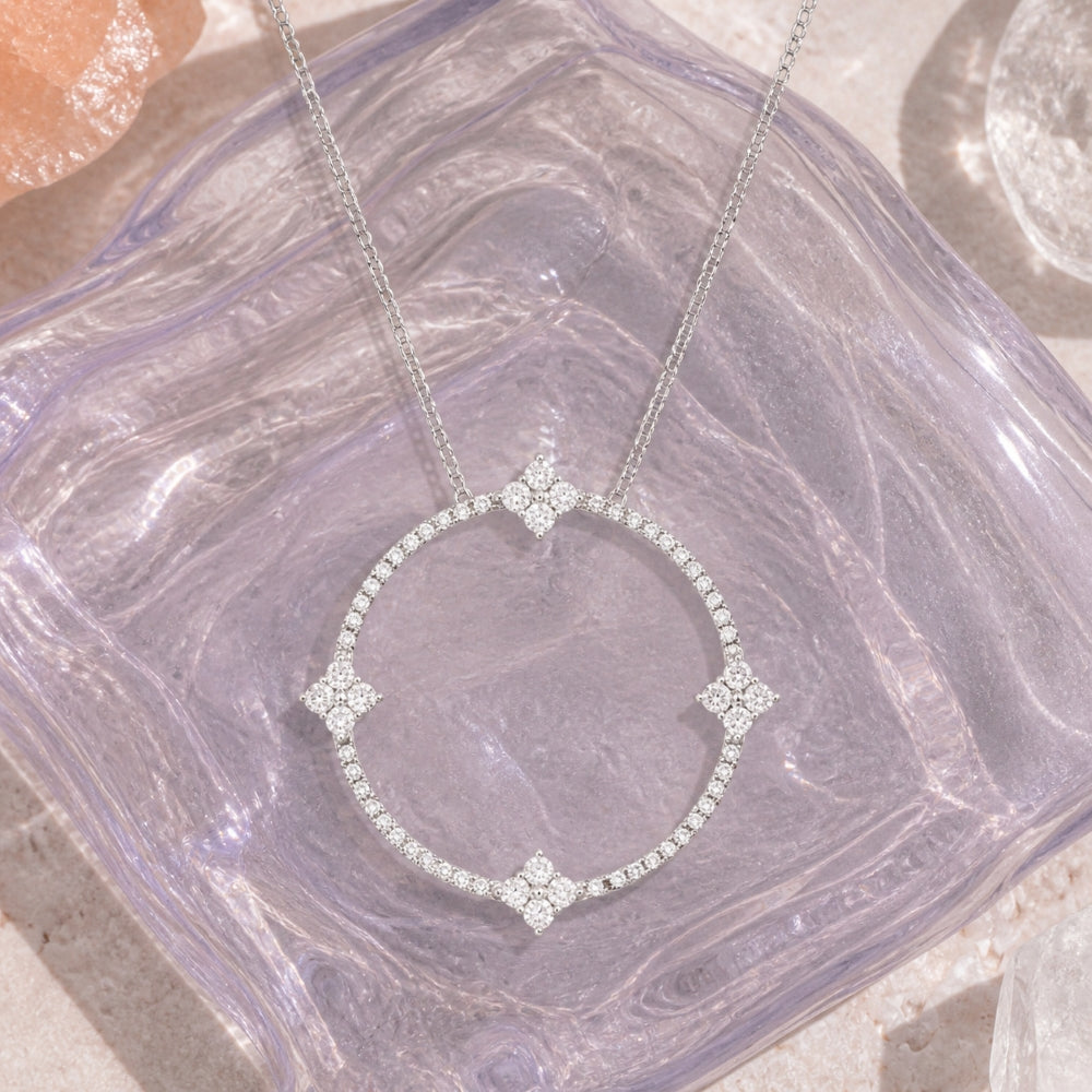 N1426 - 14K Gold Diamond Round Necklace