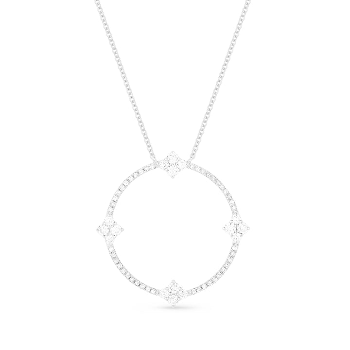 Beautiful Hand Crafted 14K White Gold White Diamond Milano Collection Necklace