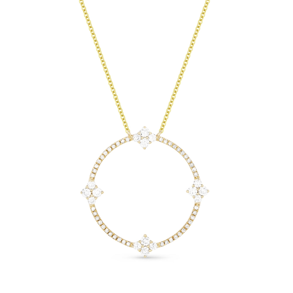 Beautiful Hand Crafted 14K Yellow Gold White Diamond Milano Collection Necklace