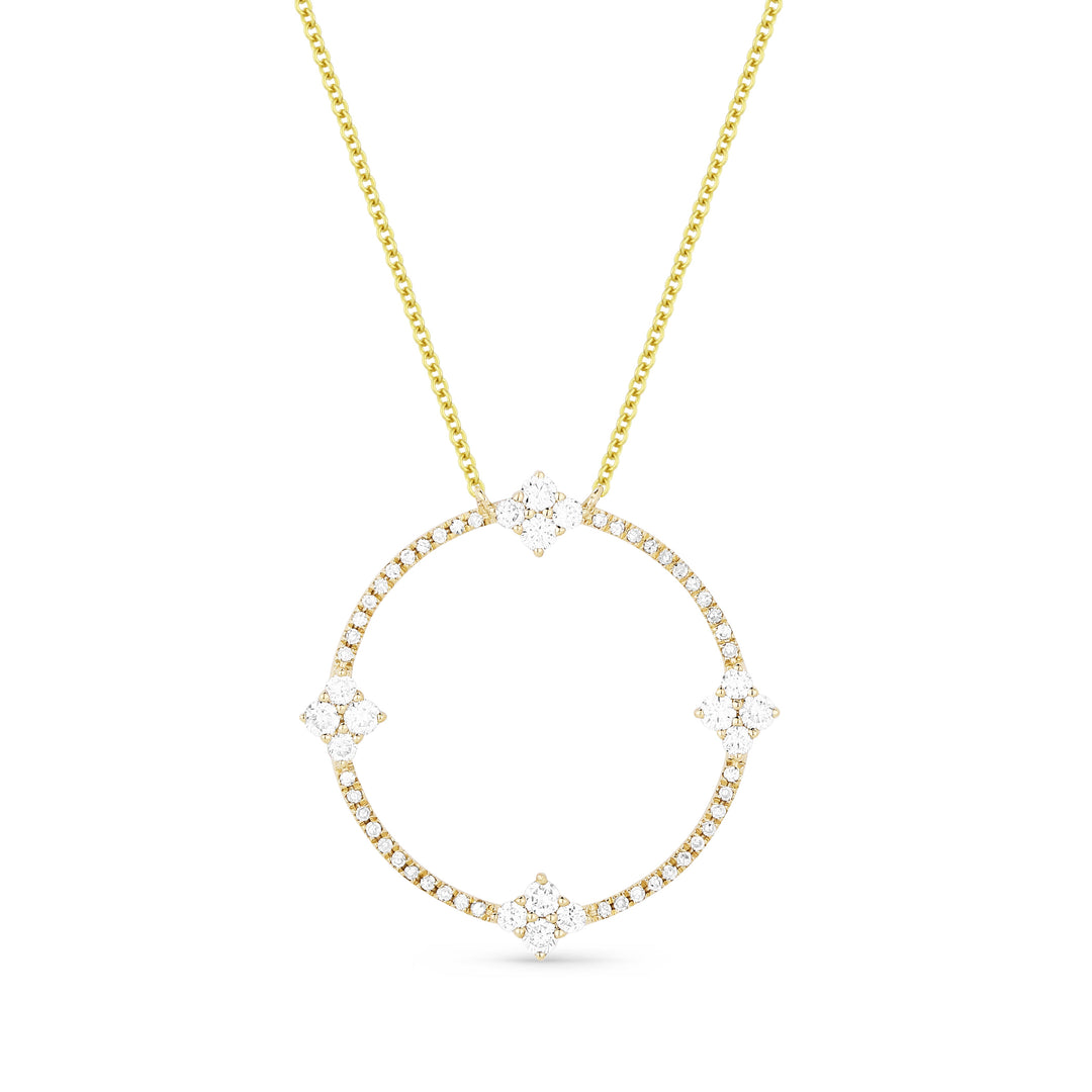 Beautiful Hand Crafted 14K Yellow Gold White Diamond Milano Collection Necklace