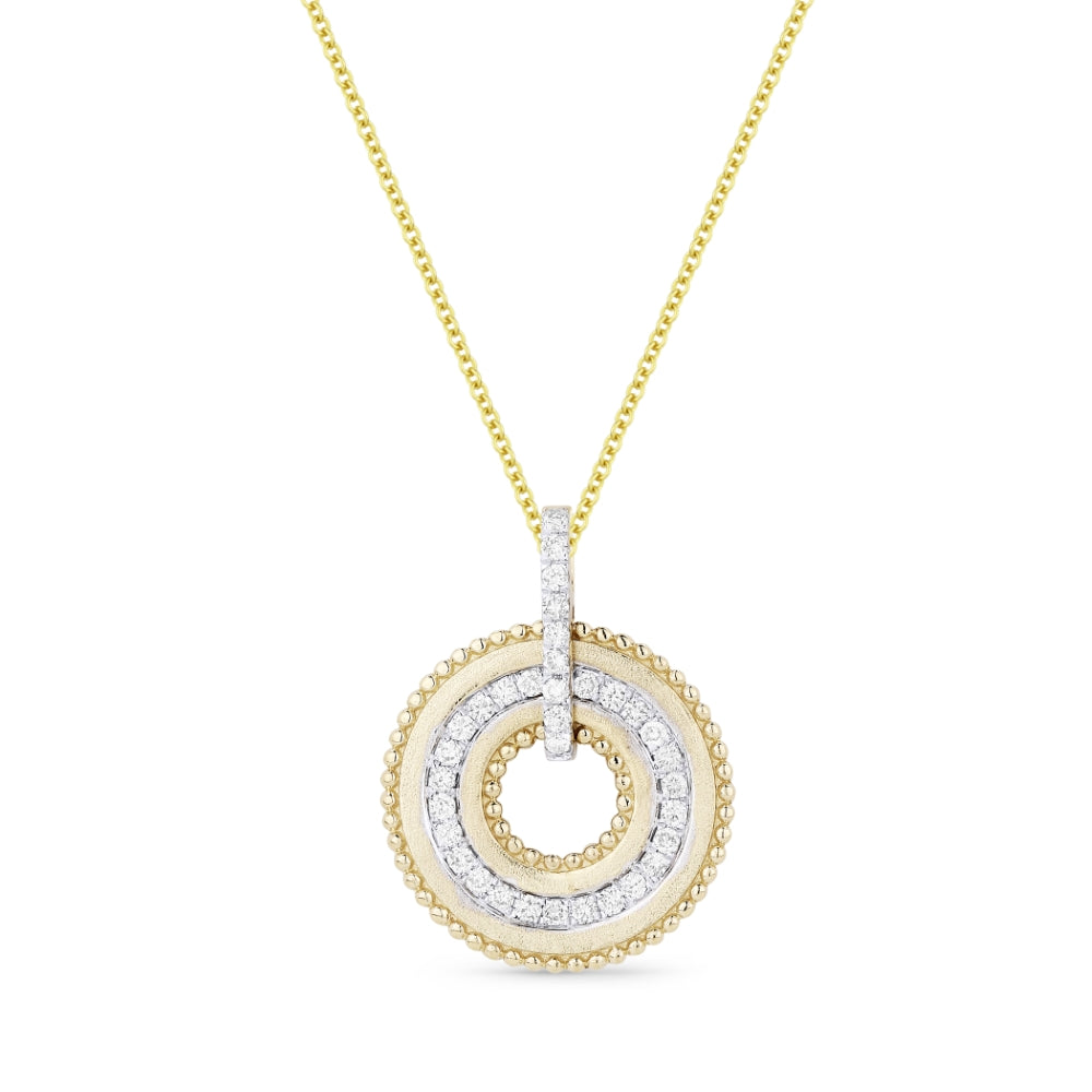Beautiful Hand Crafted 14K Yellow Gold White Diamond Milano Collection Pendant