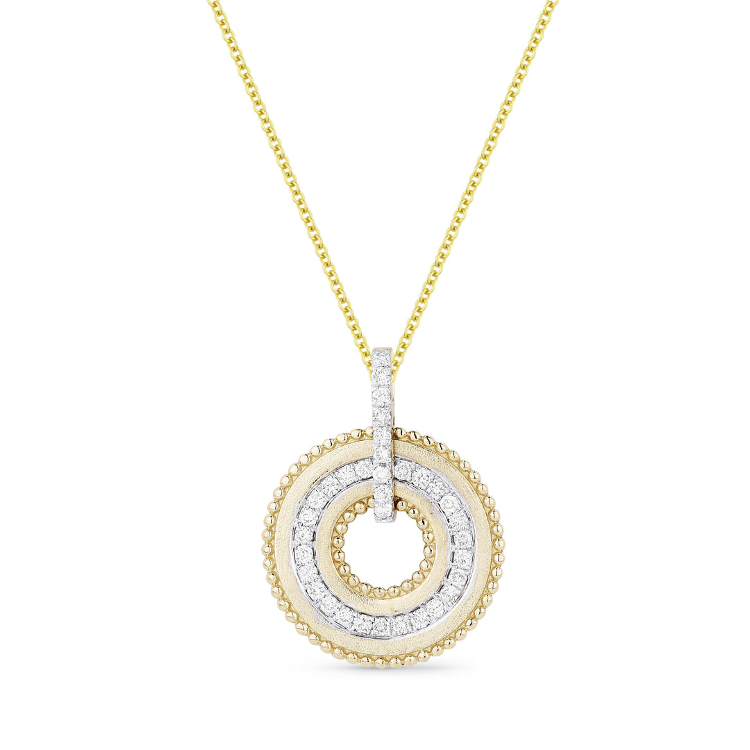 Beautiful Hand Crafted 14K Yellow Gold White Diamond Milano Collection Pendant