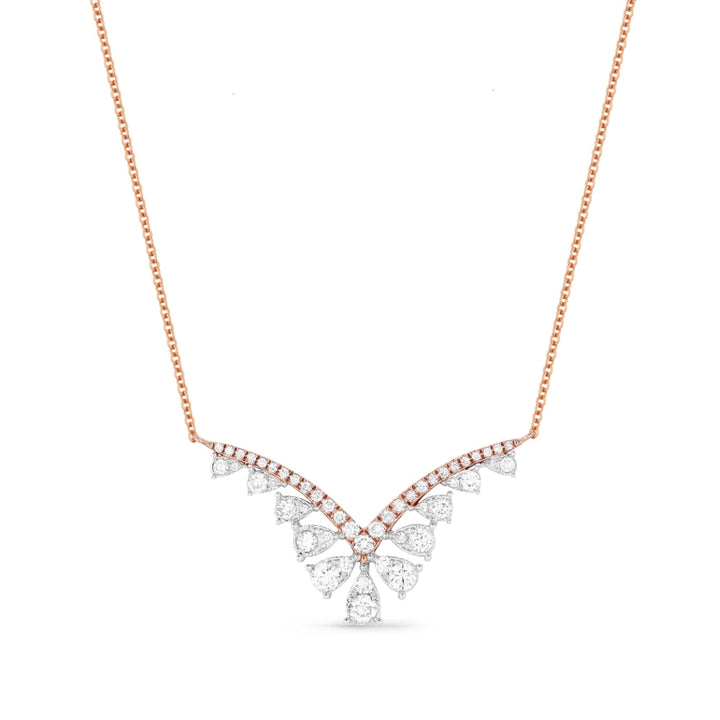 Beautiful Hand Crafted 14K Rose Gold White Diamond Milano Collection Necklace