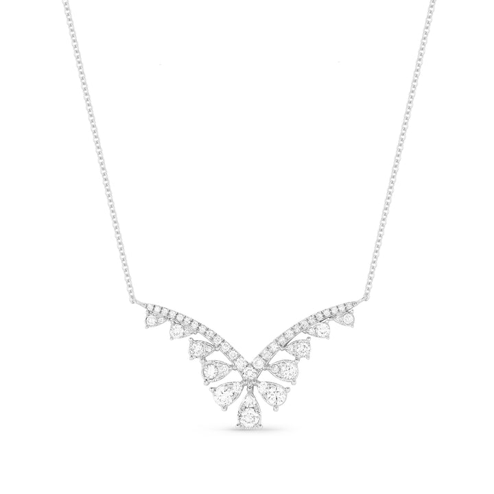 Beautiful Hand Crafted 14K White Gold White Diamond Milano Collection Necklace