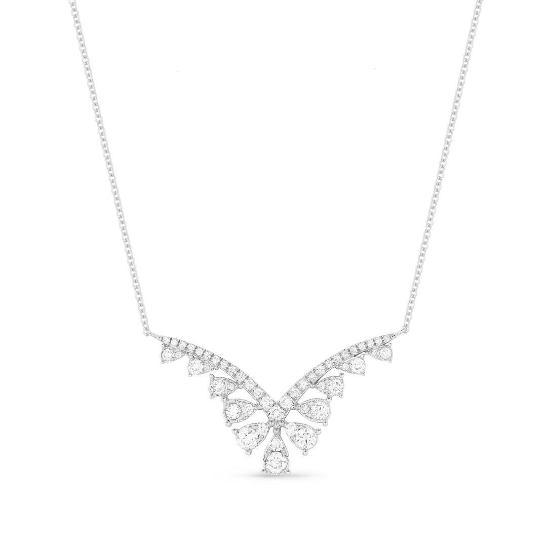 Beautiful Hand Crafted 14K White Gold White Diamond Milano Collection Necklace