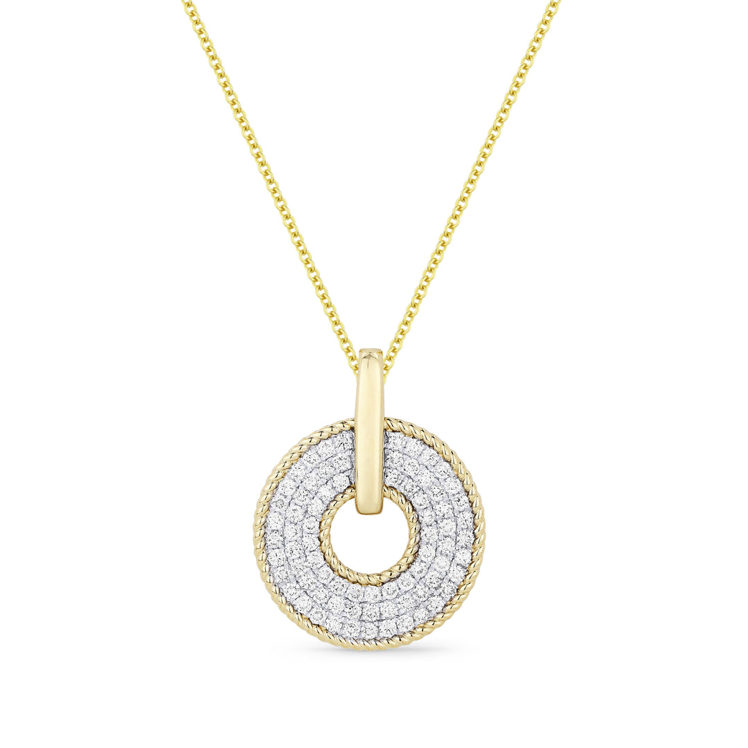 Beautiful Hand Crafted 14K Yellow Gold White Diamond Milano Collection Pendant