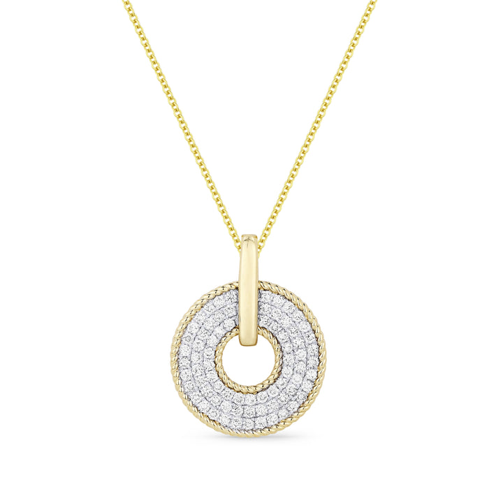 Beautiful Hand Crafted 14K Yellow Gold White Diamond Milano Collection Pendant