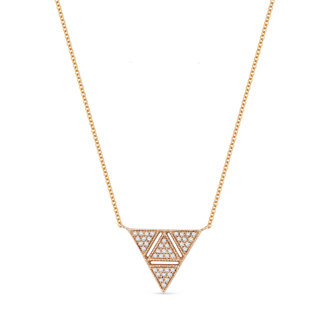 Beautiful Hand Crafted 14K Rose Gold White Diamond Milano Collection Necklace