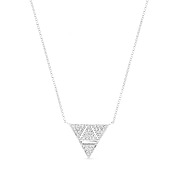 Beautiful Hand Crafted 14K White Gold White Diamond Milano Collection Necklace