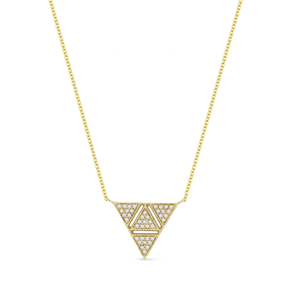 Beautiful Hand Crafted 14K Yellow Gold White Diamond Milano Collection Necklace