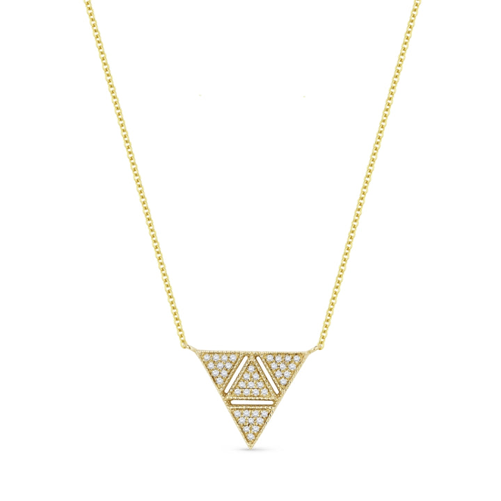 Beautiful Hand Crafted 14K Yellow Gold White Diamond Milano Collection Necklace