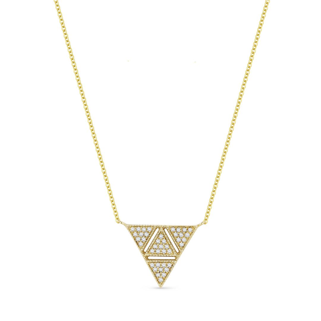 Beautiful Hand Crafted 14K Yellow Gold White Diamond Milano Collection Necklace